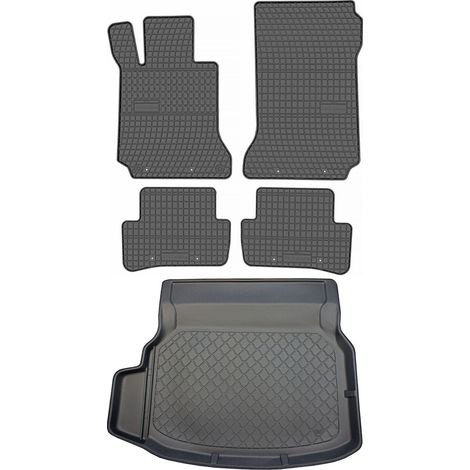 Juego de alfombrillas de goma para coche y alfombrilla para maletero para Mercedes Clase C W204 Sedán (04.2007-02.2014).