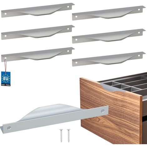 KOTARBAU® Moderne Möbelgriffe aus Aluminium mit silberner Kante, 160/180 mm, 6er-Set