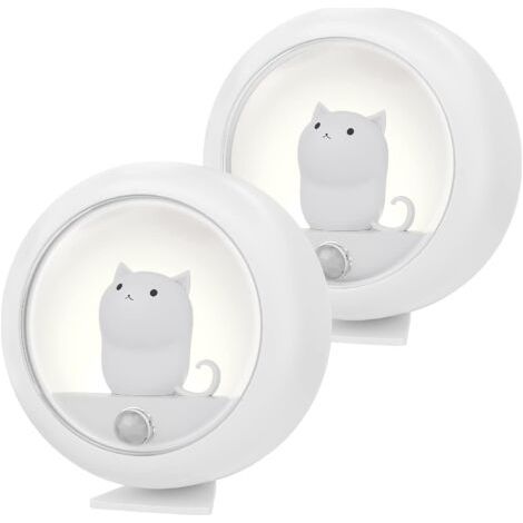 Veuilleuse LED à Induction Rechargeable Lot de 2pcs Veilleuse Bébé Automatique Forme Mignonne pour Chambres d'enfants, Salons, Salles de bains, Couloirs, Escaliers, Chambres (1/5)