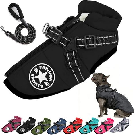 1 Manteau Chien Imperméable,Harnais Intégré,Bande Réfléchissante,Polyester,Hiver Promenade