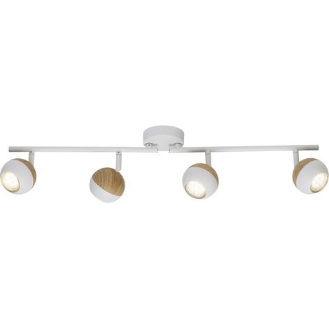 BRILLIANT lampe Scan LED spot tube 4 lumières blanc / bois clair 4x LED-PAR51, GU10, 3W lampes à réflecteur LED incluses, (250lm, 3000K) Échelle A ++ à E Têtes pivotantes / bras rotatifs (1/3)