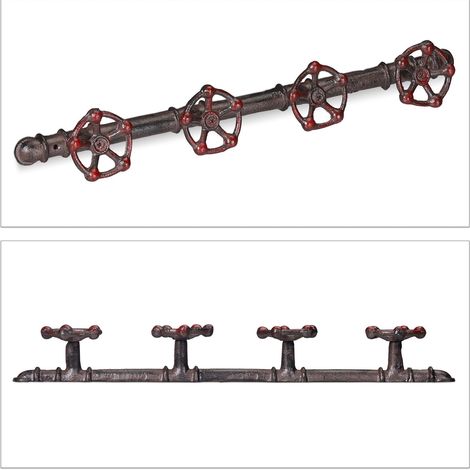 AppendIABiti da parete in stile industriale originale per giacche borse 6,5 x 46,5 x 6 cm in ghisa marrone 130008104