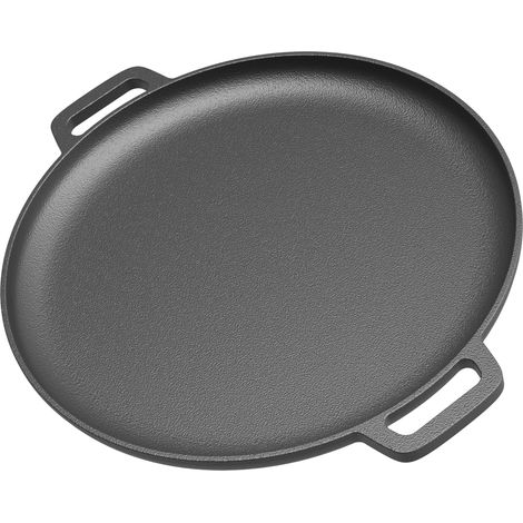 Wiltec Sartén de hierro fundido Ø34.5cm con asas y efecto antiadherente para todo tipo de cocinas y cocinar al aire libre grill