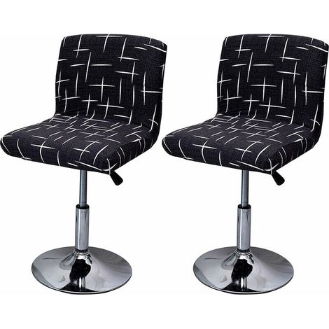 DEESSE SHOP - Housse de tabouret de bar extensible, 2 housses de chaise haute imprimées pour housses de chaise haute de bar, protection de siège de chaise de salle à manger noir (1/5)