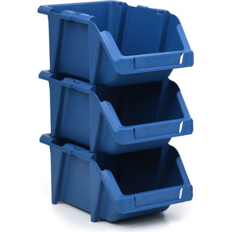 Pack 10 Gavetas Apilables y Encajables 19,5 x 12,5 x 9 cm Azul