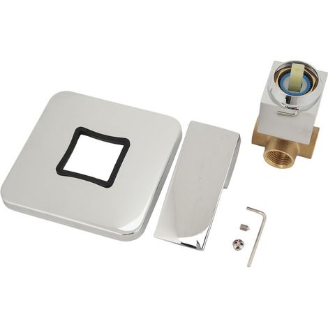 Bathroom faucet set, including a square copper shower handle, a concealed wall-mounted mixer tap, and a bathroom faucet trim kit. (1/5)