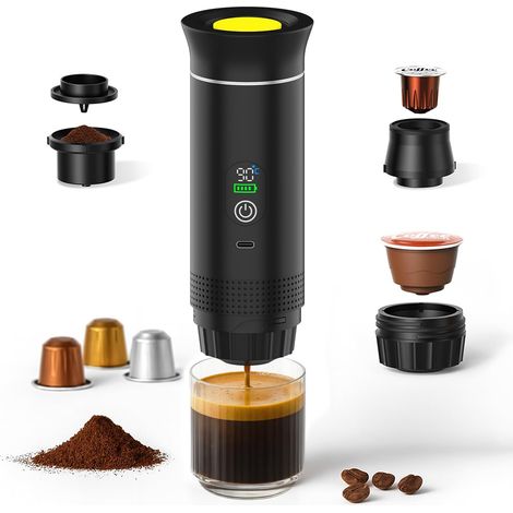 Tragbare Espressomaschine, tragbar, für Camping, Bodennutzung, 3-in-1 Mini-Kaffeemaschine mit Akku, Reisekaffeemaschine für Camping (1/5)