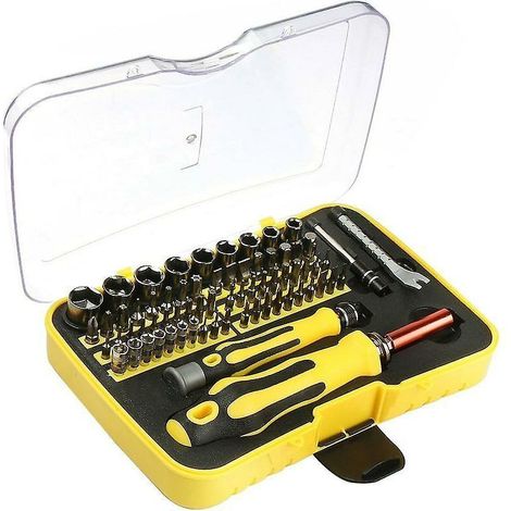 Tournevis de précision, ensemble d'outils de réparation portables 70 en 1 pour ordinat/ordinat portable/iPhone/lunettes/montre/smartphone (jaune)