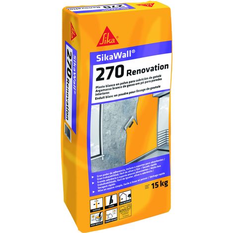 SikaWall 270 Renovation, Plaste para renovation de parametros interiores, 15kg, Blanco