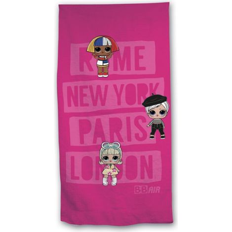 Serviette de plage - Poupées LOL Surprise - -Rome, New-York, Paris, London- - 70x140 cm (1/3)