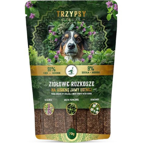 Friandises Trzypsy Deluxe pour chiens - pour l'hygiène bucco-dentaire - Goose Strips 70 g