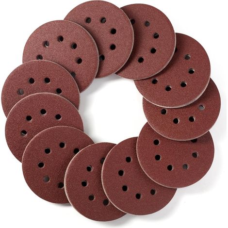 110 Pièces Disque Abrasif 125mm 8 Trous Grain 80 Adhésif Fort Disque Ponceuse Papier à Poncer Rond Pour Ponceuse Excentrique (1/5)