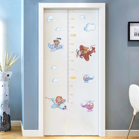 Deux oursons de dessin animé, Yunduo, hauteur avion, porte de chambre d'enfant, décoration murale de chambre, autocollant mural (1/5)