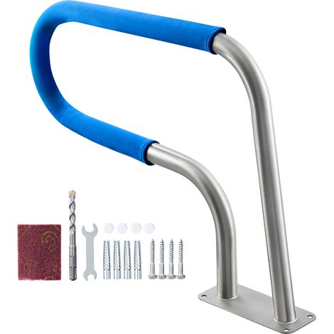 Mophorn Barandilla para piscina, capacidad de carga de hasta 100 kg, fabricada en acero inoxidable 304, incluye funda desmontable antideslizante y accesorios variados, dimensiones 788 x 100 x 558 mm