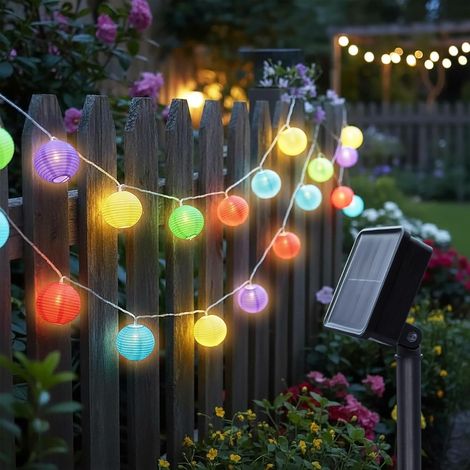 Guirlande LED Solaire, x20 Boules Multicolore, 7m (1/5)