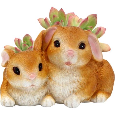 Pot de Fleurs en résine pour Lapin avec Drainage, Joli Pot de Fleurs en Forme de Lapin pour Plantes, Fleurs, Cactus, Jardin, intérieur et extérieur (1/5)