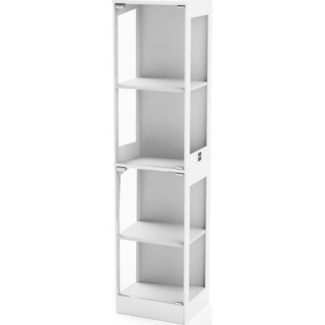 Vetrina in vetro a 4 ripiani con LED, porte vetrate e sensore, bianca 40 x 35 x 165 cm (1/5)