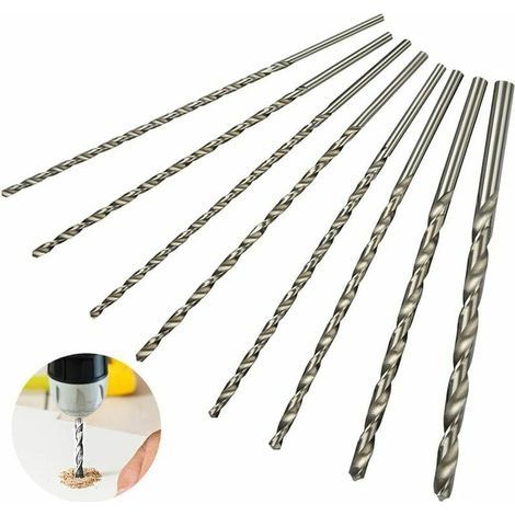 Set de Foret Extra Long 200mm 8Pcs Superma, Foret en Acier à Grande Vitesse, Tige Droite avec Diamètre de 4mm, 4.2mm, 4.5mm, 5mm, 5.2mm, 6mm, 8mm, 10mm (1/5)