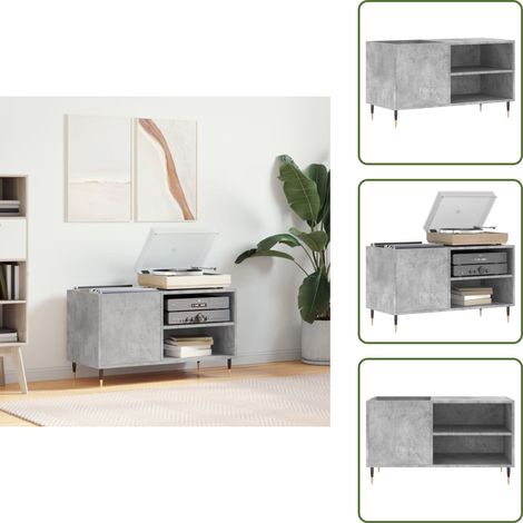 Armoire à disques gris béton 85x38x48 cm bois d'ingénierie - Meuble À Disques - Armoire À Vinyle - Rangement Musique - Étagère Disque - Support Tourne-disque