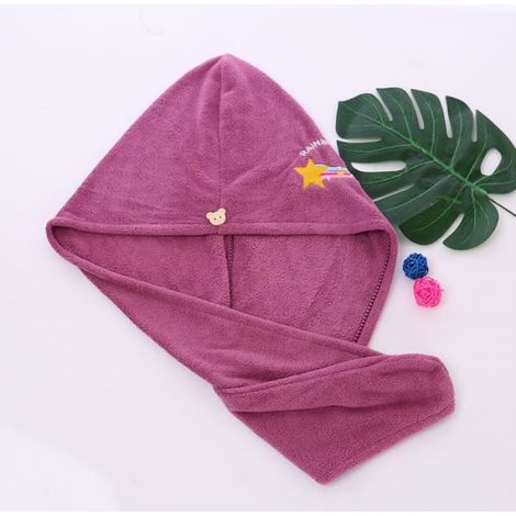 Serviette de séchage des cheveux - - Molleton de corail - Douce et absorbante - Portable - Enfant