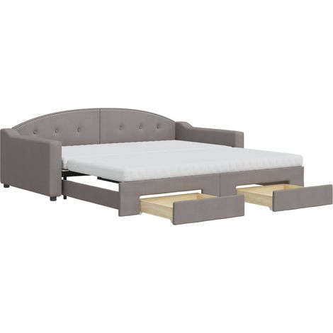 Maison Exclusive - Lit de jour avec gigogne et tiroirs taupe 100x200 cm tissu