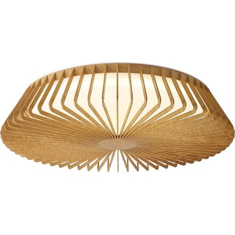 Inspired mantra himalaya plafonnier rond de 63 cm lumiere uniquement led 80 w blanc accordable 2 700 5 000 k 3 500 lm telecommande bois 3 ans de garantie (1/3)