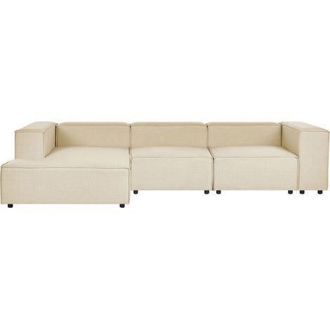 Modul Ecksofa 3-Sitzer APRICA Kunstleinen Beige rechtsseitig