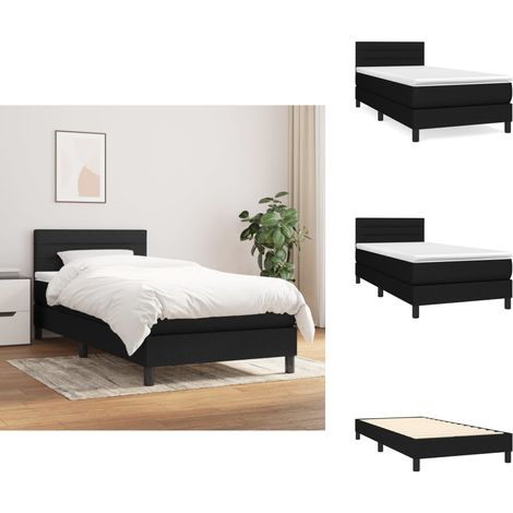 Boxspringbett mit Matratze Schwarz 90x200 cm Stoff - Boxspringbett - Doppelbett - Schlafsystem - Bettenrahmen - Matratze (1/5)