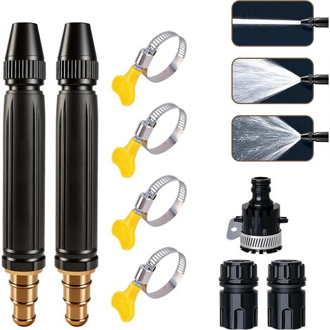 Lot de 2 pistolets haute pression pour tuyau d'arrosage avec buse booster, pistolet pulvérisateur pour plantes, légumes et lavage de voiture (1/5)