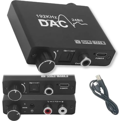 Convertitore digitale-analogico da Toslink/coassiale a Cinch/jack da 3,5 mm a 192 kHz (1/5)