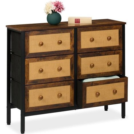 Cassettiera con 6 cassetti in stile rattan (1/5)