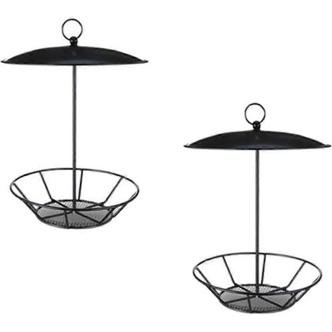 Lot de 2 mangeoires à oiseaux suspendues, faciles à installer, en métal, grande capacité et à vue transparente, pour jardin ou cour. Construction métallique. (1/5)