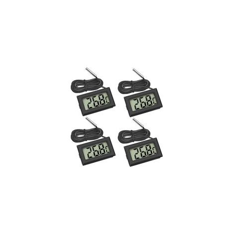 Lot de 4 thermomètres numériques LCD – Plage de mesure -50℃ à +110℃ – Sonde externe étanche pour réfrigérateur et aquarium (1/5)