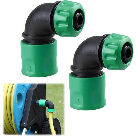 2 adaptadores angulares de 90 grados para manguera de jardín - Para manguera de 1/2". (1/5)