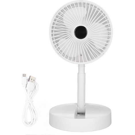Ventilateur de Bureau Rechargeable USB 3 Vitesses Silencieux avec Réglage Hauteur et Angle pour Chambre Bureau Extérieur (1/5)