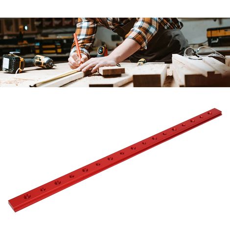 Bloc coulissant en T perforé de 450 mm pour le travail du bois, rainure de glissement de type 30/45, bloc coulissant universel en alliage d'aluminium, scie à table coulissante inversée, rouge à monter (1/5)