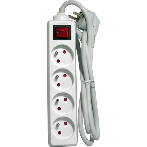 Bloc multiprise Blanc avec Interrupteur - 4 x 16 A - 1,5m (1/2)