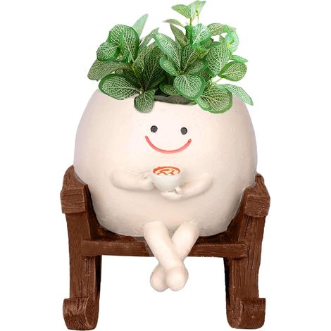 Pot de fleurs à visage souriant, pots de fleurs suspendus avec balançoire, pots de fleurs amusants, pour plantes grasses (1/5)
