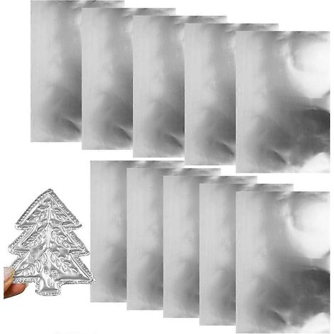 10 feuilles d'aluminium gaufrées résistantes, 20 x 30 cm, or et argent, en relief, pour décorations de Noël et autres créations artistiques. (1/5)