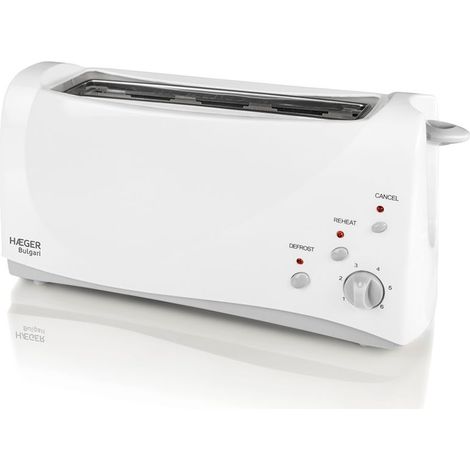 Brottoaster haeger bulgari 1000w - 1 extra langer Schlitz - 6 Toastpositionen - Aufwärm-/Auftaufunktion - extra Boost-Position