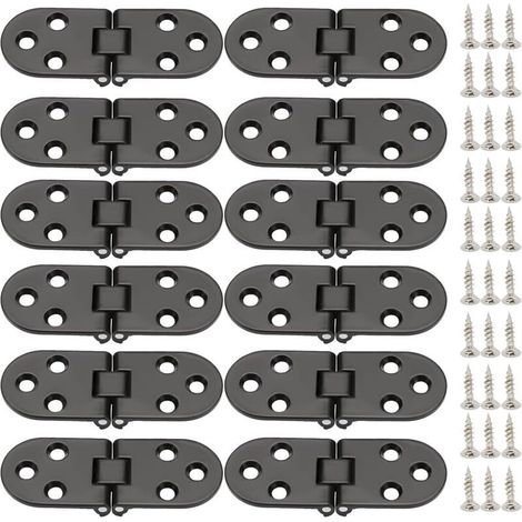 12 Pcs Zinc Alloy Folding Hinges with 180 Degree Round Edge for Folding Door Furniture Table Cabinet - Black (1/5)