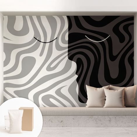Papier peint intissé décoratif avec motifs pour salon et chambre a motif - Colle incluse gratuite Visages abstraits 208x146 cm (1/5)
