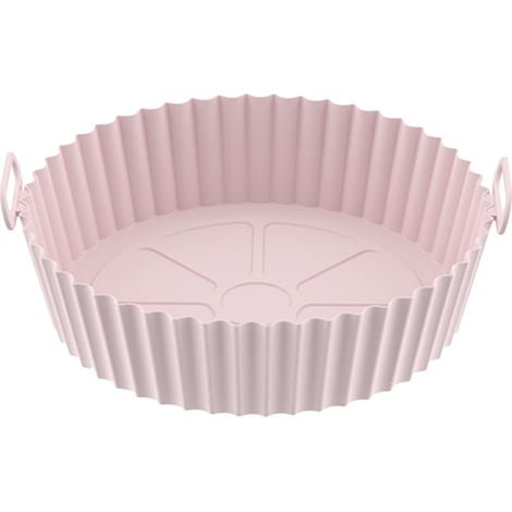 Rond Silicone Alimentaire Épais Réutilisable pour Friteuse, Souple, Facile à Nettoyer, Rose (1/5)