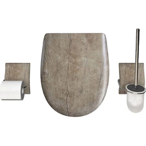 Pack accessoires WC Set OLFA "Chêne vielli" en descente manuelle (1/3)