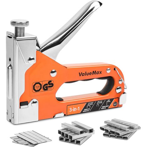 ValueMax - Spillatrice manuale multifunzione 3 in 1 con 3000 graffette, adatta per graffette n. 140, 28, 8, ideale per tappezzeria, materiale da fissaggio, decorazione (1/5)