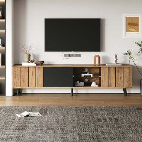 Mueble TV bajo 175 x 31,5 x 45 cm de aglomerado natural para salón - CHICFURN (1/5)