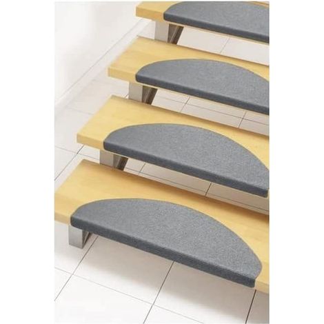 23 x 65 cm polypropylène Tapis de Marche d'escalier Autocollant et Facile d'entretien, Lot de 15, Gris (1/5)