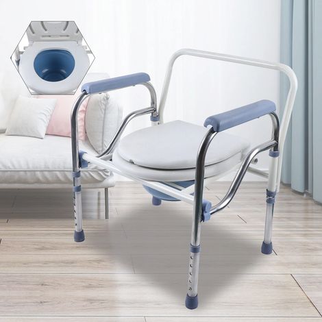 Sedia da doccia in acciaio inox, regolabile in altezza, schienale ergonomico con toilette integrata, portata fino a 150 kg