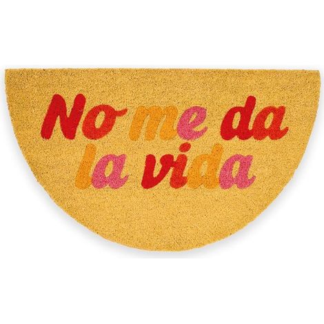 Tapis d’entrée “No me da la Vida” en Coco avec Base antidérapante en PVC. Tapis intérieur Beige Peint à la Main, avec Un Message Amusant. Taille : 70 x 40 cm. (1/5)