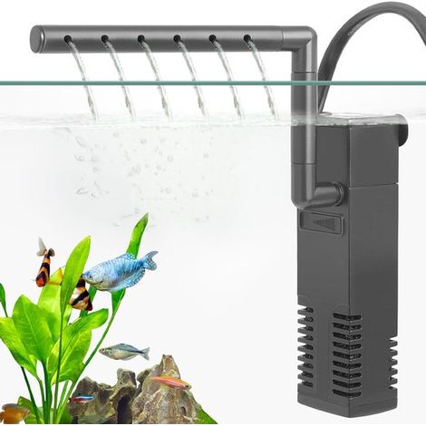Filtro para acuario, Bomba de filtro, 300 L/H, Filtro interno para acuario, 13,4 x 3,8 x 2,8 cm, Apto para acuarios de 10 a 75 litros, Negro (1/5)